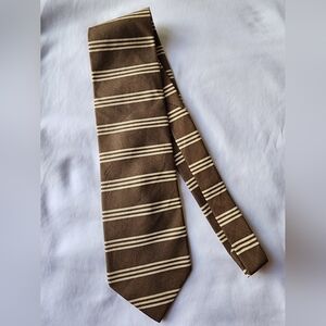 Structure Necktie, Men's Brown Tone Striped Formal Necktie Size 58" X 3.5"
